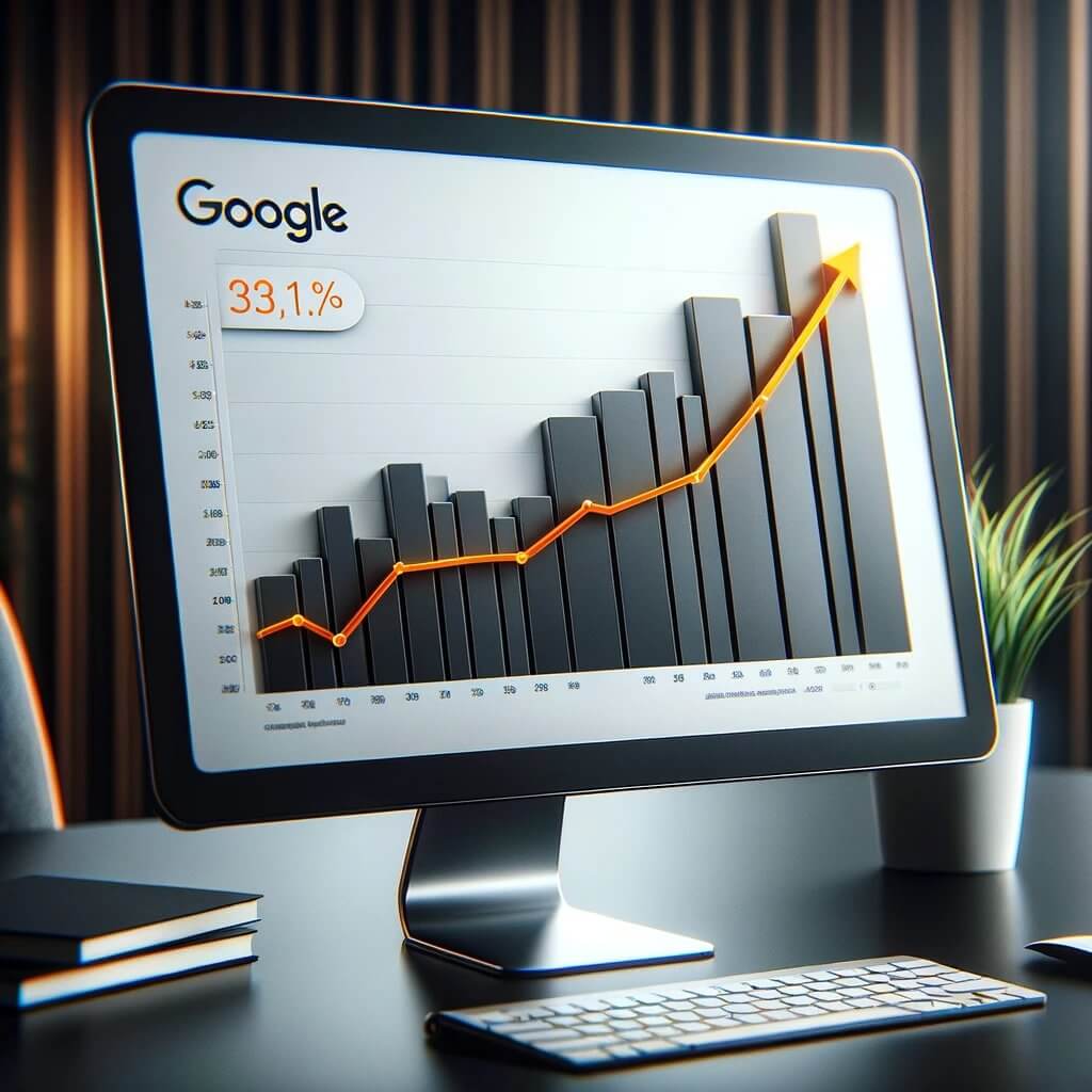 Growing organic traffic chart via Google SEO